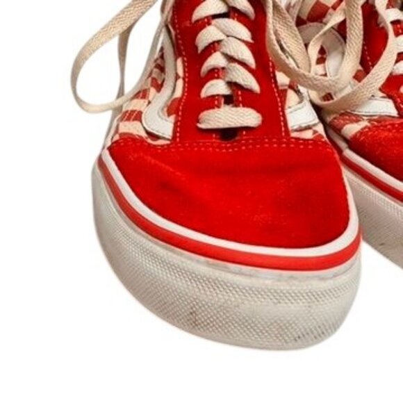 Vintage Vans Checkerboard Red White Lace-Up Sneakers Mens 6 Womens 7.5 Suede - Picture 4 of 14